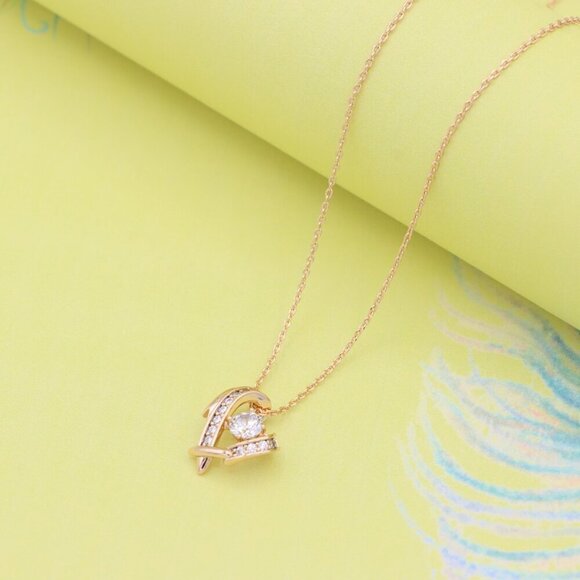"Rose Gold Heart Pendant Necklace with Sparkling Stone Accents, XPBL0870 - Picture 6 of 13
